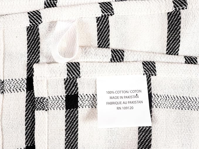 KAF Home Assorted Flat Kitchen Towels |100% Cotton - 18 x 28 inches | Ultra Absorbent Soft Dish Towels | Perfect for Cooking, Cleaning, and Drying Hands (Black, 18 x 28-10 Pack)