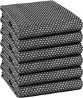 TWINY Threads Cotton Kitchen Towels, Set of 6, 18x28 Inches, Ultra Absorbent & Soft, Quick-Dry, Reusable Dish Cloths with Hanging Loop, Durable and Washable for Everyday Cleaning, Cooking, Black