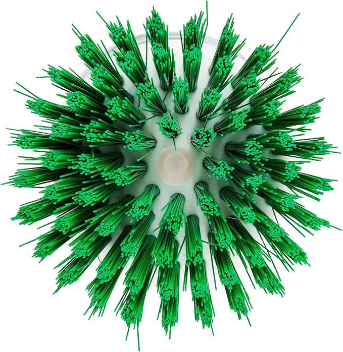 Libman Palm Brush with Soap Dispenser – Dish Brush for Pots, Pans & Kitchen Sink Cleaning – Ergonomic Grip, Non-Leaking Button, Durable Angled Bristles – Recycled PET Fibers – 4” x 3.25”
