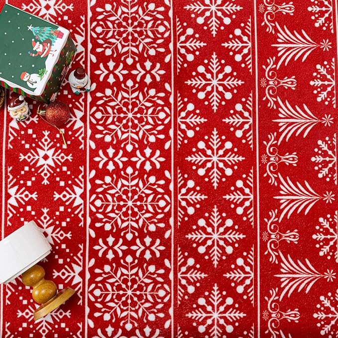 5x7 Area Rug Red Christmas Living Room Carpet Xmas Holiday Decor Bedroom Carpet Snowflake Washable Non Slip Kitchen Mat Indoor Decorative Throw Rug Entryway Dining Room Nursery Bathroom