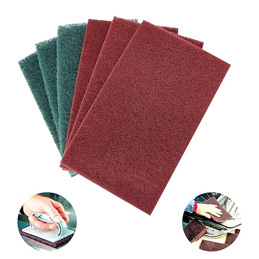 Scuff Pads - 6Pcs Scouring Pad 7447 - Very Fine Grade Hand Pads General Purpose Sanding Hand Pads 200 x 125mm/8" x 5"