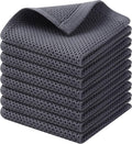 Kitinjoy 100% Cotton Kitchen Dish Cloths (12 X 12 Inches, Dark Grey), 8 Pack Waffle Weave Ultra Soft Absorbent Dish Towels for Drying Dishes Quick Drying Kitchen Towels Dish Rags