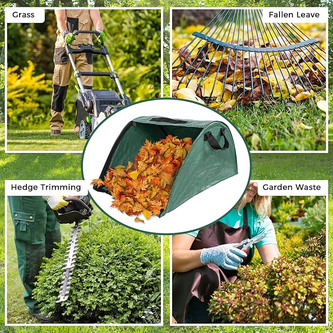 2 Pcs Leaf Collector, Garden Bags, Leaf Bags, High Capacity Leaf Loader with Handles, Foldable Dustpan Leaf Bag Chute, Removable, Tear-Resistant and Reusable Yard Leaf Collector