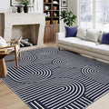 Washable Rug 5x7 Area Rugs for Living Room, Abstract Rug for Bedroom, Soft Rainbow Non Slip Throw Rugs with Rubber Back, Low Pile Stain Resistant Boho Geometric Carpet for Dining Room, Blue