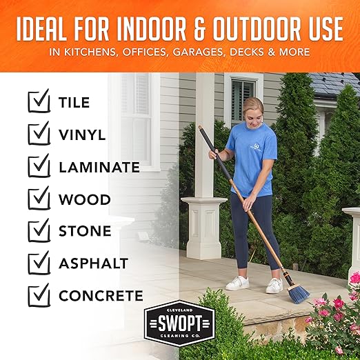 SWOPT Premium Multi-Surface Angle Broom Cleaning Head — Indoor and Outdoor Angled Broom Set — Interchangeable with All SWOPT Cleaning Products for More Efficient Cleaning and Storage