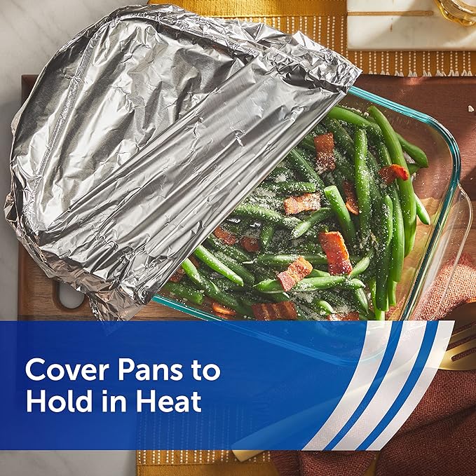 Reynolds Wrap Aluminum Foil Pack, Aluminum Foil Roll Double Pack, Easily Moldable Around Food for a Tight Seal, Great for Covering Dishes and Storing Leftovers, 2 Pack, 175 Sq. Ft. Rolls