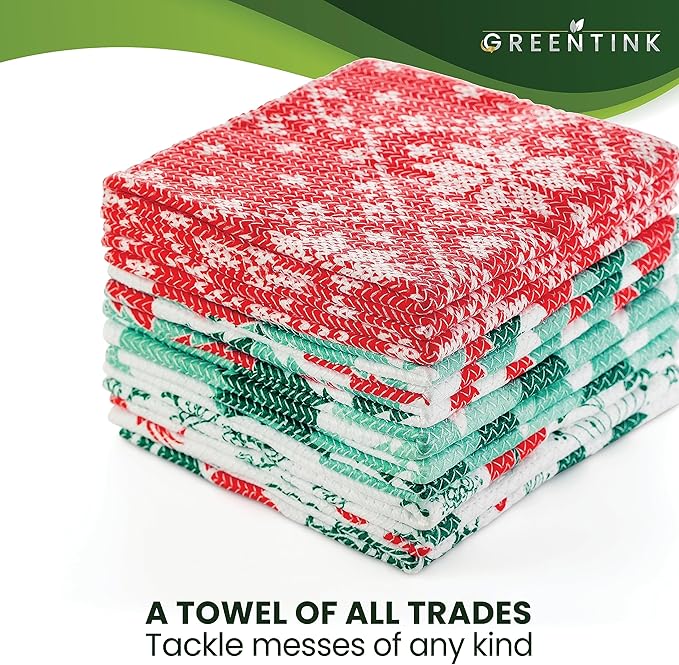 Eco-Friendly Reusable Dish Cloth Set – 10-Pk Multipurpose Kitchen Cleaning Cloth Made from Recycled Materials – Absorbent Dish Towels & Non-Scratch Cleaning Rags, 12x12 in.
