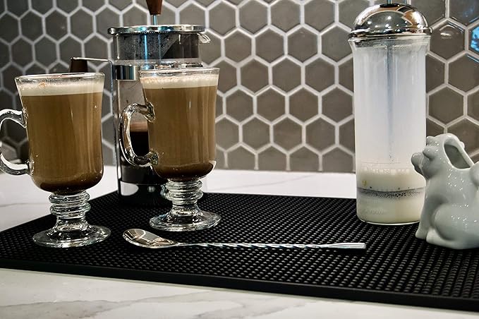 Highball & Chaser 2 Pack Bar Mat, Dish Drying mat, 18 in x 12in Thick Durable and Stylish Service Coffee Bar Mat/espresso mat for Spills, Bars, Restaurants, Coffee Counter Mat