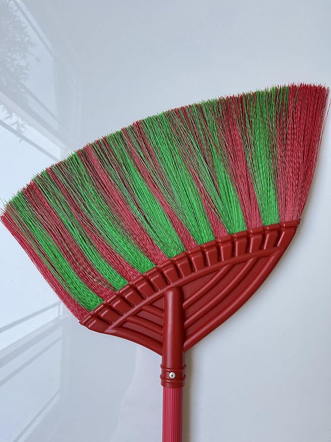 1 Pack Soft Sweeping Brooms /38” House Brooms for Sweeping Indoor& Outdoor Broom Cleaning/Asian Thailand Plastic Broom/Choi Nhua Thai LAN/Choi Nhua Quet Nha (1 pcs) (Green Red)