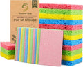 Compressed Non-Scratch Kitchen Sponges - Highly Absorbent for Dishes, Countertop, Sink, Car - Biodegradable, Quick Drying Cellulose Sponges - Assorted Colors (Pack of 36)