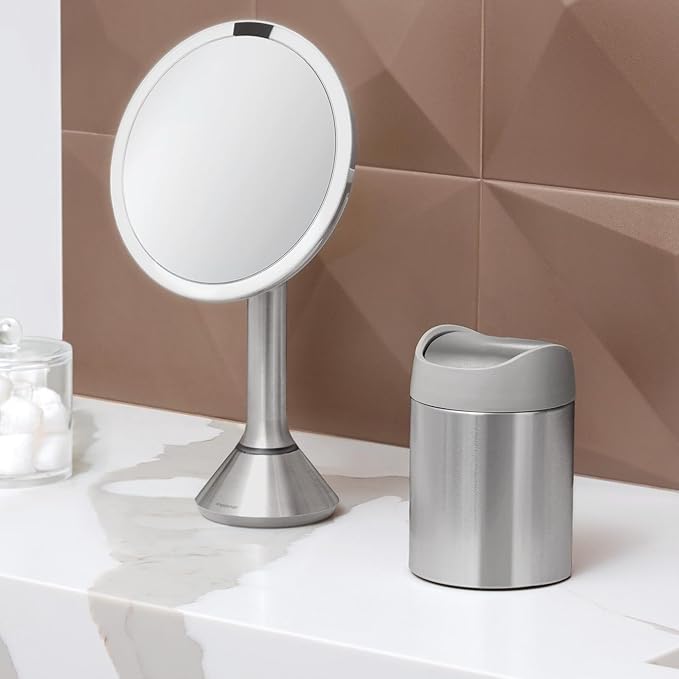 simplehuman, Brushed Stainless Steel 1.5 Liter / 0.4 Gallon Mini Countertop Trash Can
