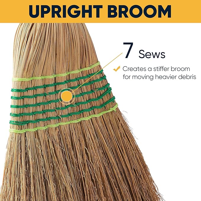 Yocada Heavy-Duty Corn Broom Commercial Dustpan Set with Comb Indoor Outdoor Broom Perfect for Courtyard Garage Lobby Mall Market Floor Home Office Leaves Stone Dust Rubbish…
