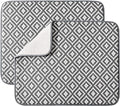 Dish Drying Mat for Kitchen 2 Pack, Ultra Absorbent Microfiber Dishes Drainer Mats by Subekyu,19.2 by 15.8 Inch(Rhombus)