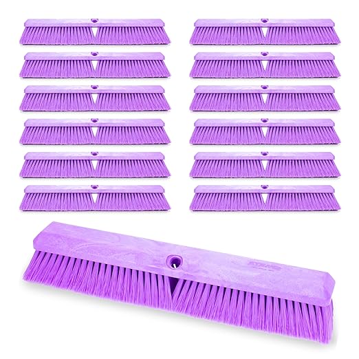 SPARTA 41891EC68 Omni Sweep Plastic Push Broom Head, Heavy Duty, Industrial Broom with Color Code System for Outdoor, Indoor, Concrete, Patio, Kitchen, Bathroom, 24 Inches, Purple, (Pack of 12)