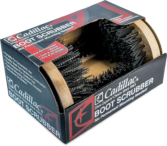 Cadillac Boot Scrubber Cleaner Shoe Brush - Mountable Boot Scrubber Buffer for Boots, Shoes, Sneakers - Indoor/Outdoor Boot Scraper