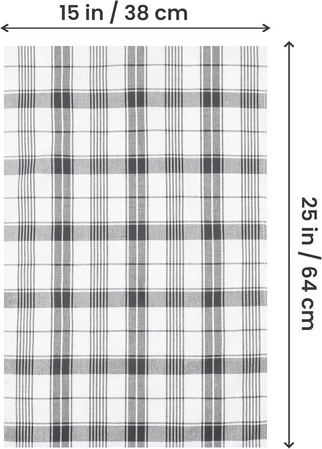 Utopia Towels Grey & White Dish Towels [12 Pack - 15 x 25 Inches] 100% Ring Spun Cotton Highly Absorbent & Reusable Cleaning Bar, Tea, Kitchen and Dishcloths Set - 200 GSM