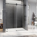 56-60 Inch x 80 Inch Sliding Frameless Shower Door, 3/8" Tempered Glass with Easy-Cleaning Coating, Stainless Steel Rollers & SGCC-Certified Stability, Matte Black