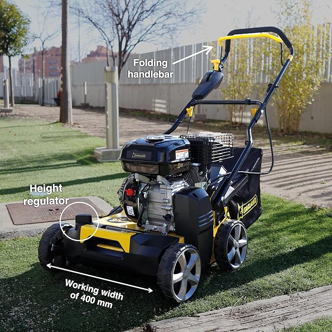 Artificial Turf Sweeper by Roll & Comb, Gas Powered Lawn Rake for Artificial Grass, Heavy-Duty Turf Brush Machine, 45L Collector, 212cc Engine, Model 602QGUS-V25, 84.6lb