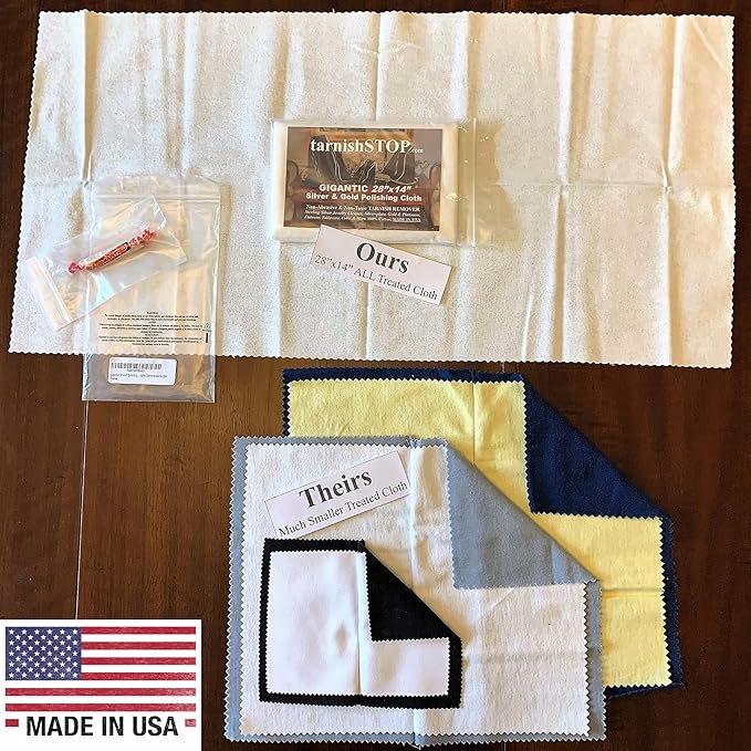 TarnishSTOP | USA Made | Gigantic 28"x14" Polishing Cloth | 100% Cotton, Eco-Friendly, Unscented | for Silver, Gold, Platinum, Coins & Jewelry