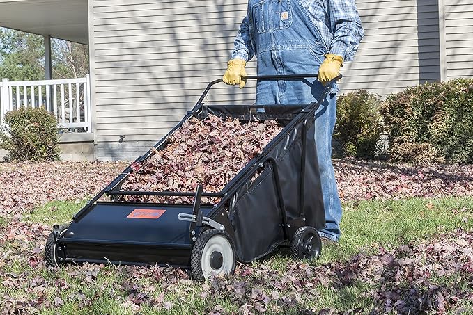 Agri-Fab 45-0570 30" Push Behind Lawn Sweeper, 12 cu. ft Hopper Bag Capacity; Leaf & Grass Catcher, with Adjustable Brush Height