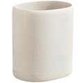 Trash Can, 1.6 Gallon Small Bathroom Trash Can, Simple Oval Stone Look Garbage Bin, Decorative Waste Basket for Kitchen Office, Home Decor, Bedroom, Living Room (Beige)