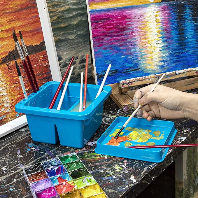 MyLifeUNIT Paint Brush Cleaner, Paint Brush Holder and Organizers for Acrylic, Watercolor, and Water-Based Paints (Blue)
