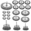 Wire Brush Set 20 Pcs, 1/4 Inch Hex Shank Wheel for Drill, Carbon Steel Brush Set for Cleaning Rust