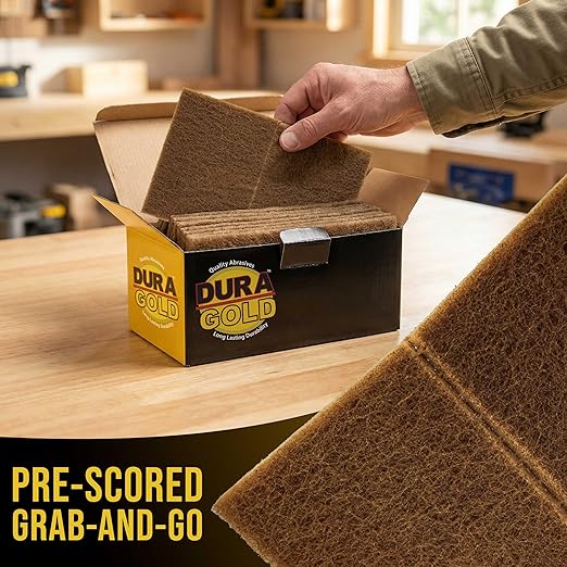 Dura-Gold Premium 6" x 9" Gold Coarse Scuff Pads, Box of 10 - Scuffing, Scouring, Sanding, Paint Primer Prep Adhesion Scratch - Surface Preparation For Automotive Car Auto Body Repair Woodworking Wood