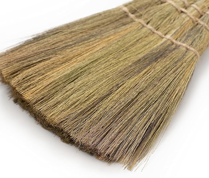 Vietnamese Straw Soft Black Broom for Cleaning with Long Handle Broom- Broom Decorative 9.45'' Width, 45.28" Length