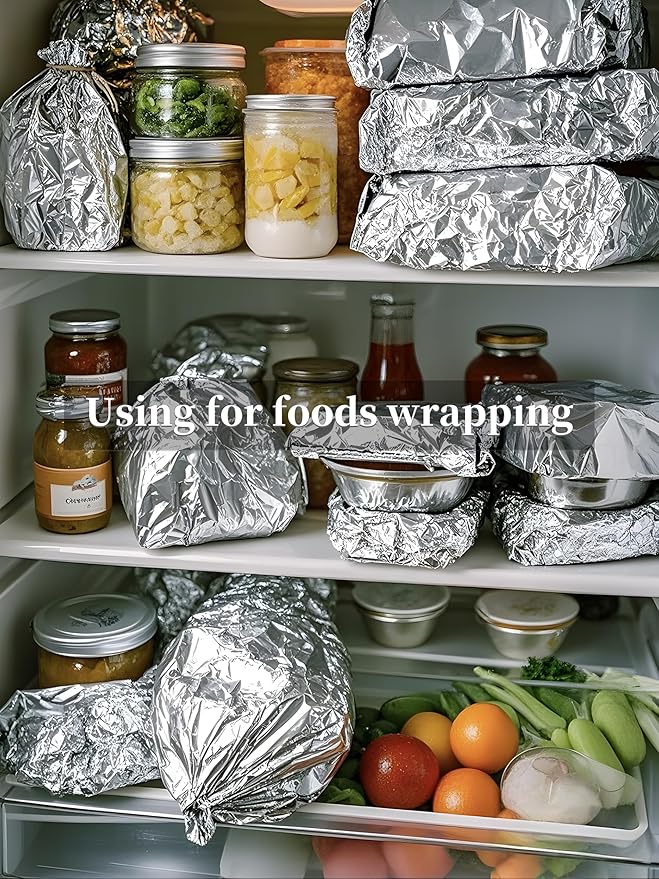 Standard Aluminum Foil 12" x 500 Sq Ft - for Grilling, Baking & Cooking, Food Storage & Preservation, Commercial Use