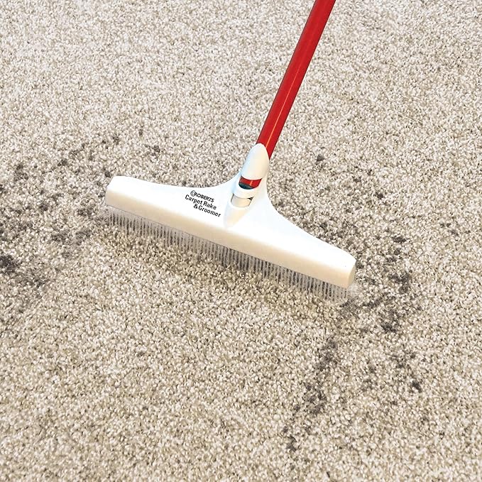 ROBERTS 12" Carpet Rake and Groomer with 51" Handle
