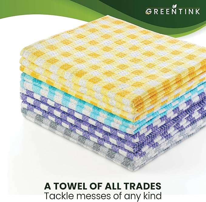 Eco-Friendly Reusable Dish Cloth Set – 24-Pk Multipurpose Kitchen Cleaning Cloth Made from Recycled Materials – Absorbent, Dish Towels & Non-Scratch Cleaning Rags, 12x12 in.