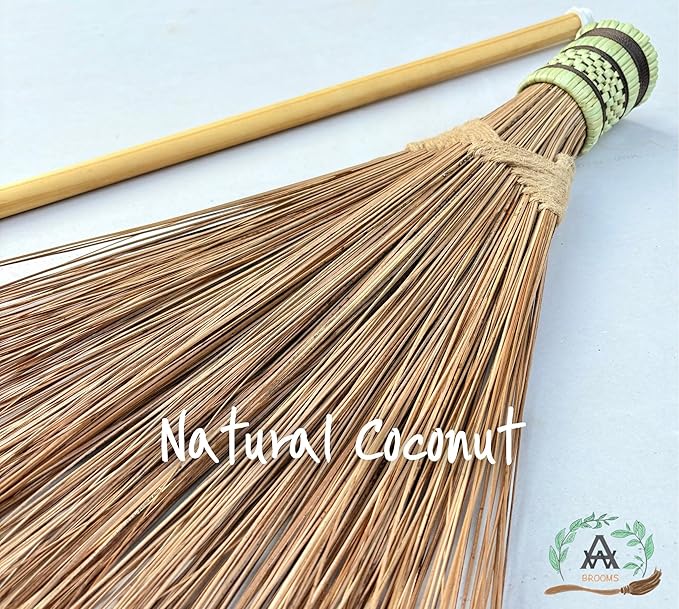 Garden Broom - Coconut Broom 55 Inch, Heavy Duty Sweeping Patio, House, Garage and Other Outdoor Spaces, Natural Coconut Leaf