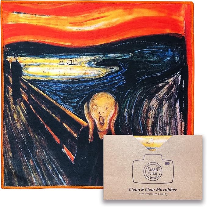 Large [4 Pack] Classic Art (The Scream) - Ultra Premium Quality Microfiber Cleaning Cloths (Best for Camera Lens, Glasses, Screens, and All Lens.), Microfiber Cloth