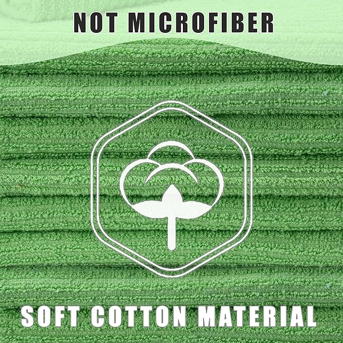 Textila Bar Mop Towels 12x12 Inch – Apple Green – Pack of 10 - Cotton Dish Cloths & Cleaning Towels for Kitchen, Bar, Restaurant, Household Use – Absorbent, Durable, Reusable