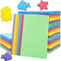 Honeydak 12 Pcs Cellulose Compressed Sponges for Craft 5" x 7" DIY Art Stamps Projects Supplies Assorted Colors Natural Dish Sponges for Classroom Crafts Home Cleaning