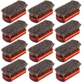 LemonRoad 12 Pcs Bulk Leather Horse Hairbrush Shoe Shining Brush with Wooden Concaved Handle Upholstery Cleaning Brush for Boots, Car Seats, Leather Sofas, Furniture, Wallets, Bags