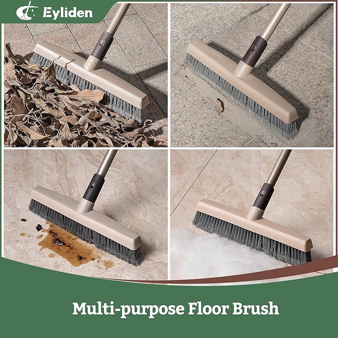 Eyliden Carpet Broom, Angle Carpet Brush with 48" Long Handle, Stiff Bristle Floor Carpet Brush Sweeper for Pet Hair, Patio Garage Deck Concrete Wood Stone Carpet Cleaning Rake Push Broom