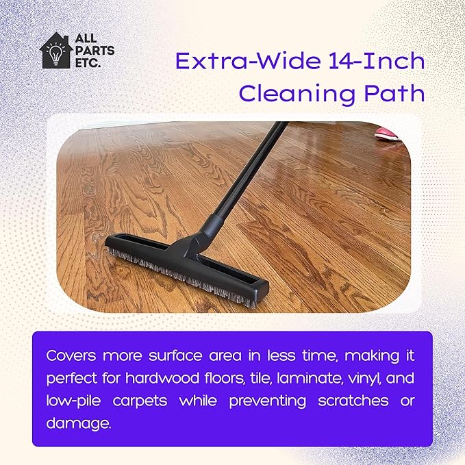 14” Vacuum Floor Brush Attachment for 1.25” Hoses – Includes 1 3/8” & 1.5” Adapters – Universal Fit for Shop Vac, Shark, Miele, Bissell, Hoover, Eureka, Dirt Devil & More