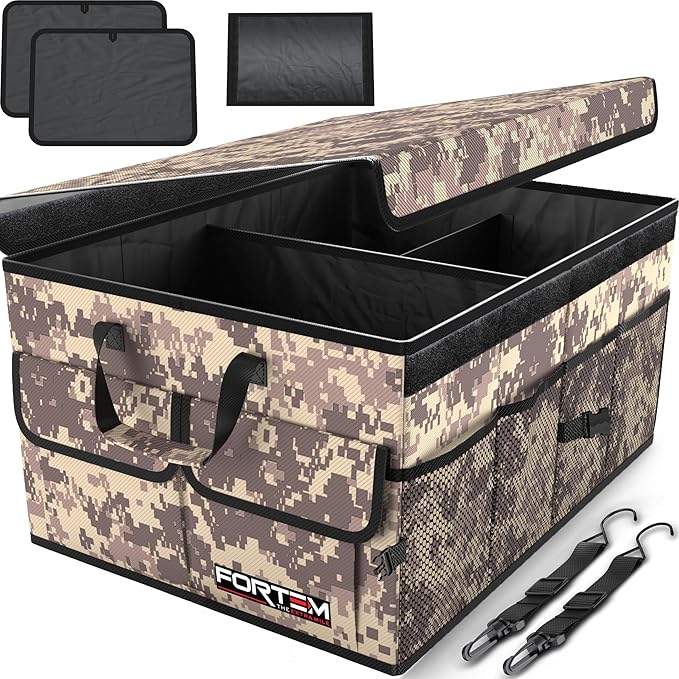 FORTEM Trunk Organizer For SUV Car Trunk Organizer, Foldable Storage, Car Accessories for Women Men, Collapsible Bag, Perfect Christmas Gifts, 600D Oxford, Non Slip Bottom, Straps, Soft Cover (65L)