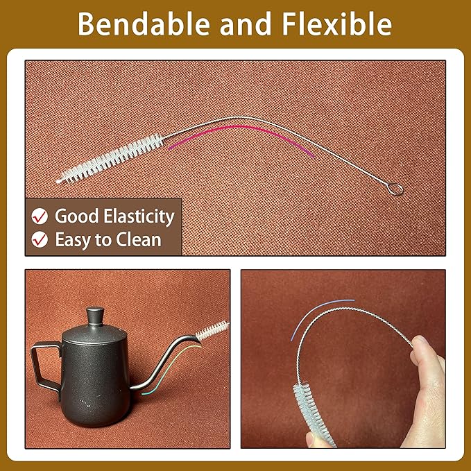 Straw Brush Cleaner with 304 Stainless Steel Handle,Straw Cleaner Brush Extra Long 12 Inch,Extra Wide 12mm Straw Cleaning Brush for Baby Bottles,Sippy Cups and Stanley Cups(6-Pack).