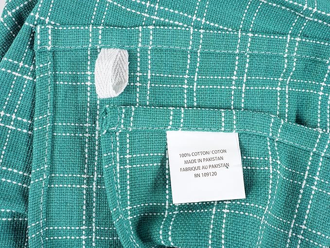 KAF Home Assorted Flat Kitchen Towels | 100% Cotton - 18 x 28 inches | Ultra Absorbent Soft Dish Towels | Perfect for Cooking, Cleaning, and Drying Hands (Teal, 10 Pack)