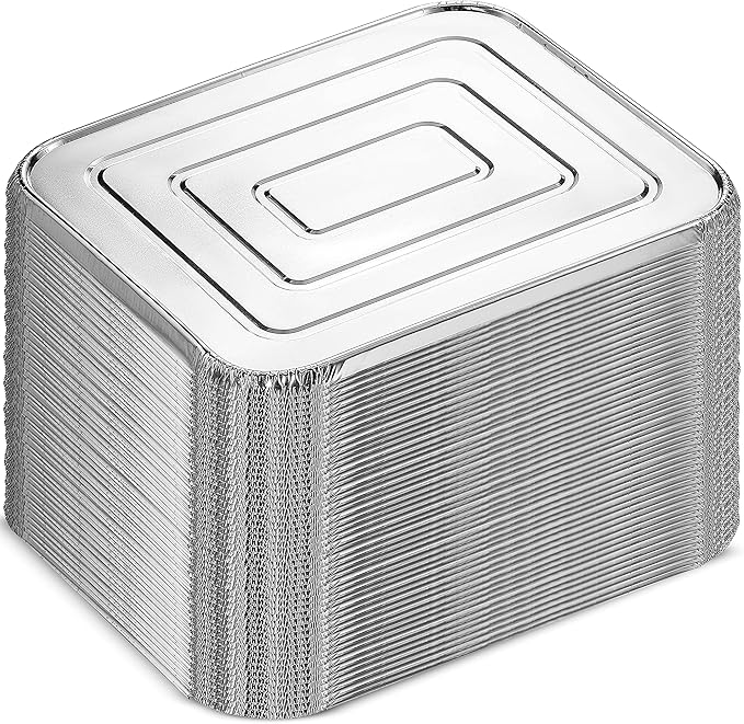 MontoPack Half-Size Aluminium Foil Lids | [50 Pack] | Perfect Fit for 9x13 Roasting Pans | Premium Quality for Baking & Catering | Disposable Food Prep Containers Lids