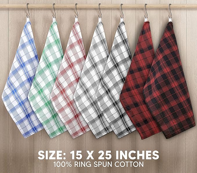 Utopia Towels Grey & White Dish Towels [12 Pack - 15 x 25 Inches] 100% Ring Spun Cotton Highly Absorbent & Reusable Cleaning Bar, Tea, Kitchen and Dishcloths Set - 200 GSM