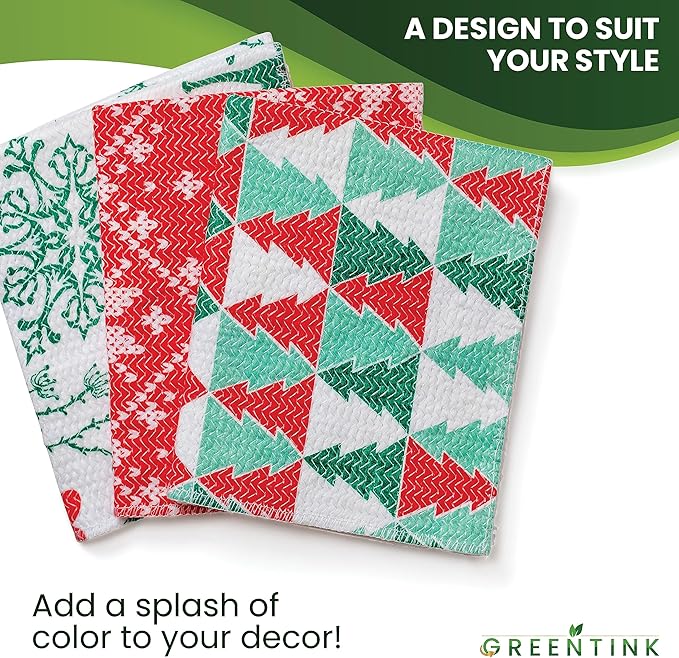 Eco-Friendly Reusable Dish Cloth Set – 10-Pk Multipurpose Kitchen Cleaning Cloth Made from Recycled Materials – Absorbent Dish Towels & Non-Scratch Cleaning Rags, 12x12 in.