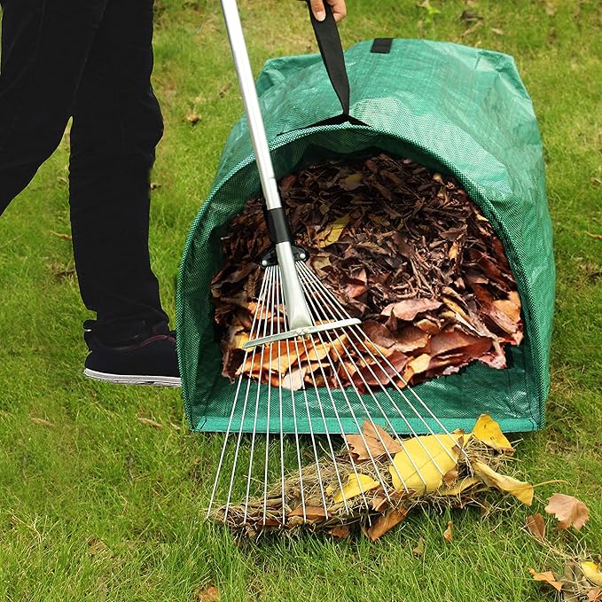 Gardzen 2-Pack 53 Gallon Dustpan-Type Yard Waste Bags, Reusable Heavy Duty Collapsible Garden Leaf Bags, Leaf Collector for Leaves, Lawn Debris & Grass Clippings