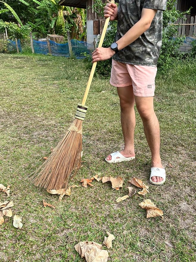 Garden Broom - Coconut Broom 55 Inch, Heavy Duty Sweeping Patio, House, Garage and Other Outdoor Spaces, Natural Coconut Leaf