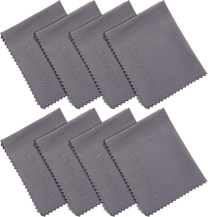 Wisdompro 8-Pack 6x7 Inches Microfiber Cleaning Cloth for Camera Lens, Glasses, Phone, iPhone, iPad, Tablet, Laptop, LCD TV, Computer Screen, Monitor and Other Electronics Device - Grey