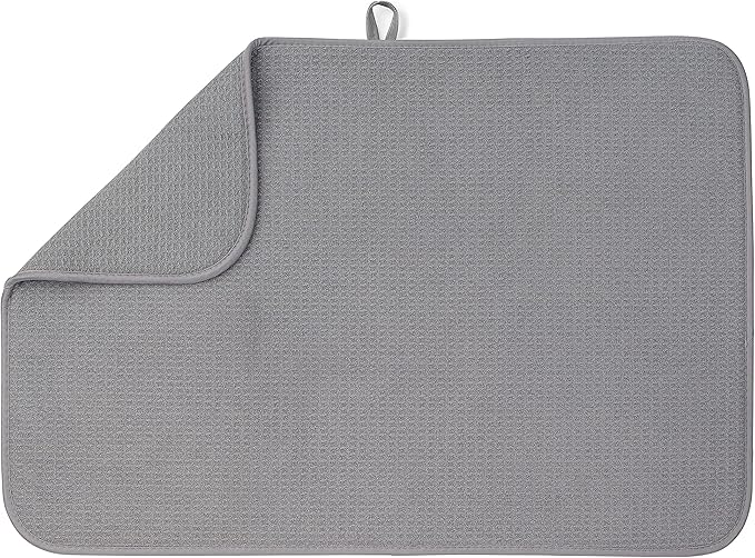 Bellemain XXL Dish Mat 24" x 17" ( LARGEST MAT ) Microfiber Dish Drying Mat , Super absorbent ( Dark Gray )
