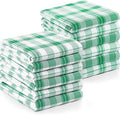 Utopia Towels Green & White Dish Towels [12 Pack - 15 x 25 Inches] 100% Ring Spun Cotton Highly Absorbent & Reusable Cleaning Bar, Tea, Kitchen and Dishcloths Set - 200 GSM